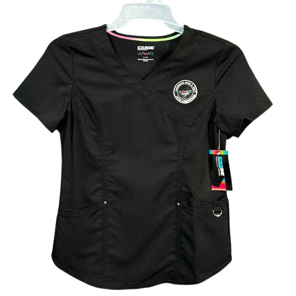 Scrubstar Women's Fashion Premium Performance Mock Wrap Scrub Top Sz Extra Small